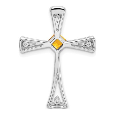 14K White Gold 1/20 ct tw Citrine & Diamond Cross Slide Pendant – view 4