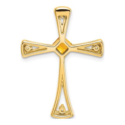 14K Yellow Gold 1/20 ct tw Citrine & Diamond Cross Slide Pendant – view 5