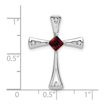 14K White Gold 1/20 ct tw Garnet & Diamond Cross Slide Pendant – view 3