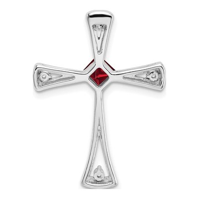 14K White Gold 1/20 ct tw Garnet & Diamond Cross Slide Pendant – view 4