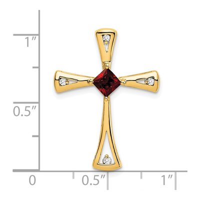 14K Yellow Gold 1/20 ct tw Garnet & Diamond Cross Slide Pendant – view 3