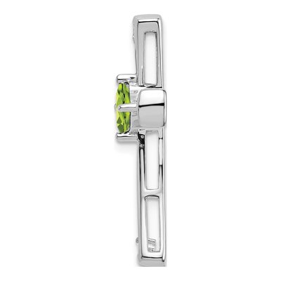 14K White Gold 1/20 ct tw Peridot & Diamond Cross Slide Pendant – view 2