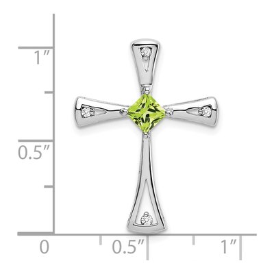 14K White Gold 1/20 ct tw Peridot & Diamond Cross Slide Pendant – view 3