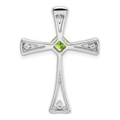 14K White Gold 1/20 ct tw Peridot & Diamond Cross Slide Pendant – view 4