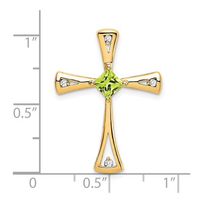 14K Yellow Gold 1/20 ct tw Peridot & Diamond Cross Slide Pendant – view 4