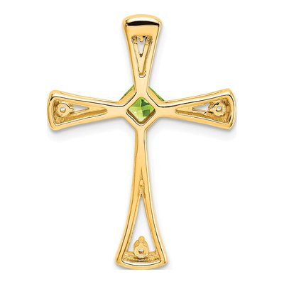 14K Yellow Gold 1/20 ct tw Peridot & Diamond Cross Slide Pendant – view 5