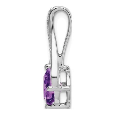 14K White Gold Amethyst & Diamond Cushion Pendant – view 3