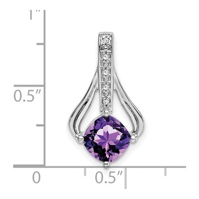 14K White Gold Amethyst & Diamond Cushion Pendant – view 4