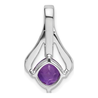 14K White Gold Amethyst & Diamond Cushion Pendant – view 5