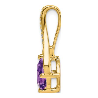 14K Yellow Gold Amethyst & Diamond Cushion Fits Up to Fancy Omega Pendant – view 2