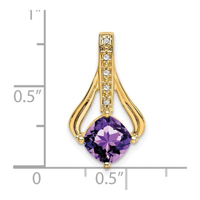 14K Yellow Gold Amethyst & Diamond Cushion Fits Up to Fancy Omega Pendant – view 3