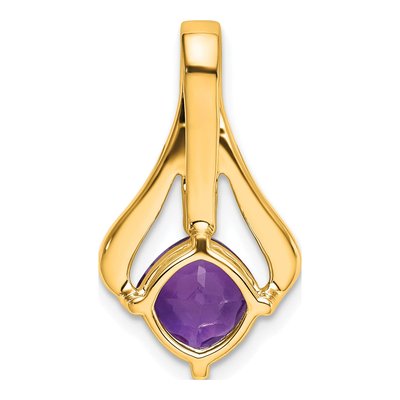 14K Yellow Gold Amethyst & Diamond Cushion Fits Up to Fancy Omega Pendant – view 4