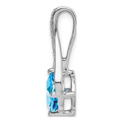 14K White Gold Cushion Blue Topaz & Diamond Pendant – view 3