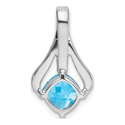 14K White Gold Cushion Blue Topaz & Diamond Pendant – view 5