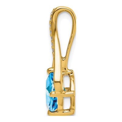 14K Yellow Gold Swiss Blue Topaz & Diamond Cushion Pendant – view 2