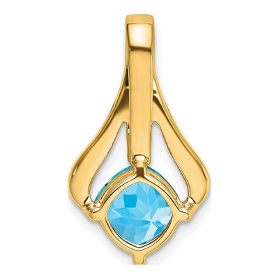 14K Yellow Gold Swiss Blue Topaz & Diamond Cushion Pendant – view 4
