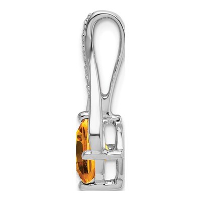 14K White Gold Citrine & Diamond Cushion Pendant – view 2