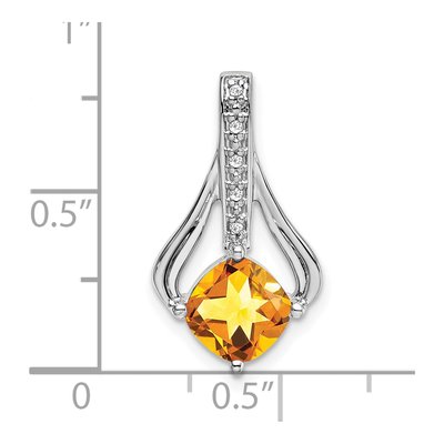 14K White Gold Citrine & Diamond Cushion Pendant – view 3