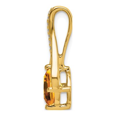 14K Yellow Gold Citrine & Diamond Cushion Pendant – view 2