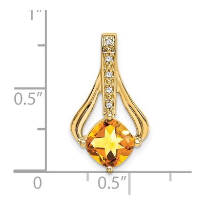 14K Yellow Gold Citrine & Diamond Cushion Pendant – view 3