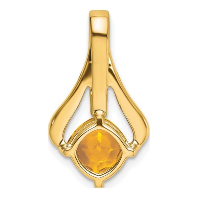 14K Yellow Gold Citrine & Diamond Cushion Pendant – view 4