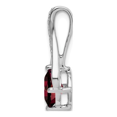 14K White Gold Garnet & Diamond Cushion Pendant – view 3