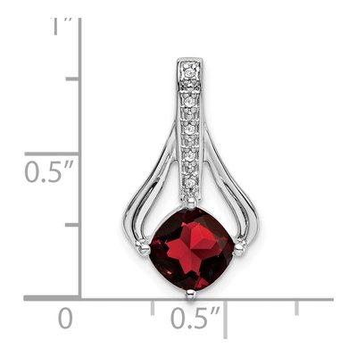 14K White Gold Garnet & Diamond Cushion Pendant – view 4