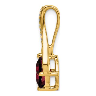 14K Yellow Gold Garnet & Diamond Cushion Pendant – view 3