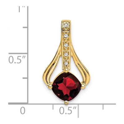 14K Yellow Gold Garnet & Diamond Cushion Pendant – view 4
