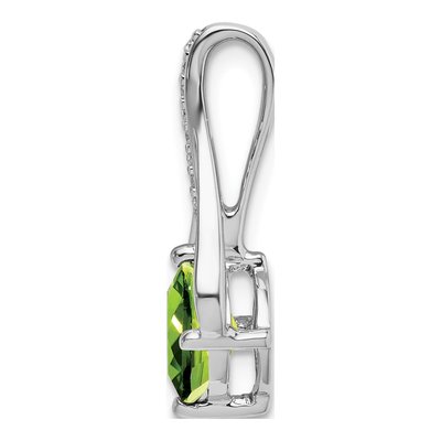 14K White Gold Peridot & Diamond Cushion Pendant – view 2