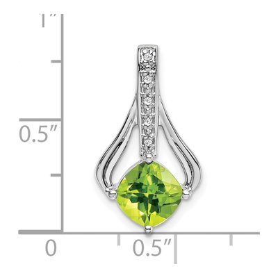 14K White Gold Peridot & Diamond Cushion Pendant – view 3