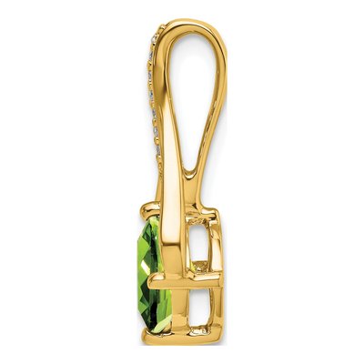 14K Yellow Gold Peridot & Diamond Cushion Pendant – view 2