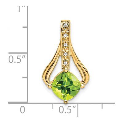 14K Yellow Gold Peridot & Diamond Cushion Pendant – view 3