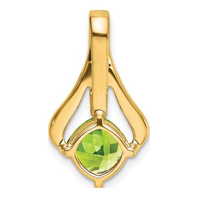 14K Yellow Gold Peridot & Diamond Cushion Pendant – view 4