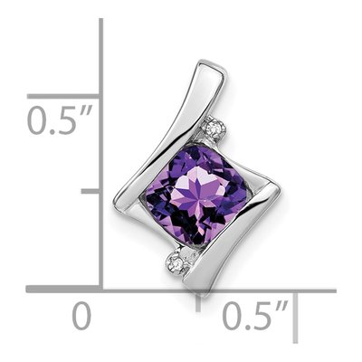 10K White Gold Amethyst & Diamond Cushion Slide Pendant – view 3
