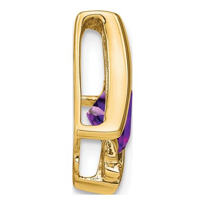 10K Yellow Gold Amethyst & Diamond Cushion Slide Pendant – view 2