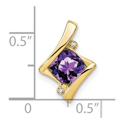 10K Yellow Gold Amethyst & Diamond Cushion Slide Pendant – view 3