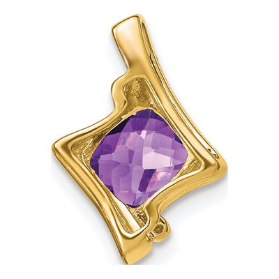 10K Yellow Gold Amethyst & Diamond Cushion Slide Pendant – view 4
