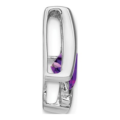 14K White Gold Amethyst & Diamond Cushion Slide Pendant – view 2