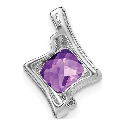14K White Gold Amethyst & Diamond Cushion Slide Pendant – view 4