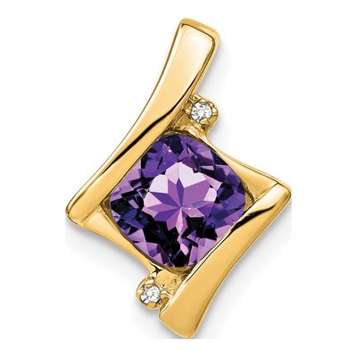 14K Yellow Gold Amethyst & Diamond Slide Pendant
