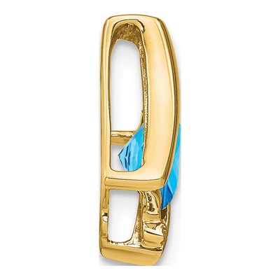 10K Yellow Gold Swiss Blue Topaz & Diamond Slide Pendant – view 3