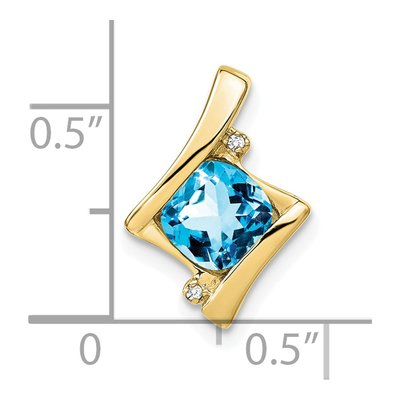 10K Yellow Gold Swiss Blue Topaz & Diamond Slide Pendant – view 4