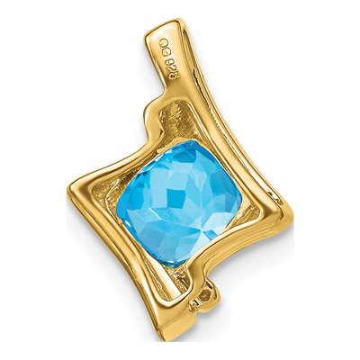 10K Yellow Gold Swiss Blue Topaz & Diamond Slide Pendant – view 5