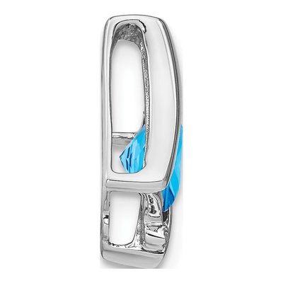 14K White Gold Swiss Blue Topaz & Diamond Slide Pendant – view 3
