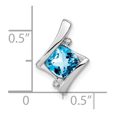 14K White Gold Swiss Blue Topaz & Diamond Slide Pendant – view 4