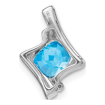 14K White Gold Swiss Blue Topaz & Diamond Slide Pendant – view 5