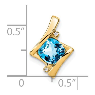 14K Yellow Gold Swiss Blue Topaz & Diamond Slide Pendant – view 3