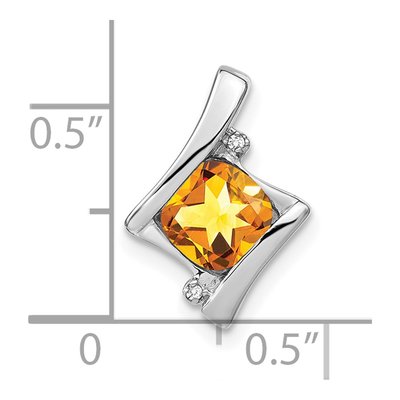 14K White Gold Citrine & Diamond Cushion Slide Pendant – view 3