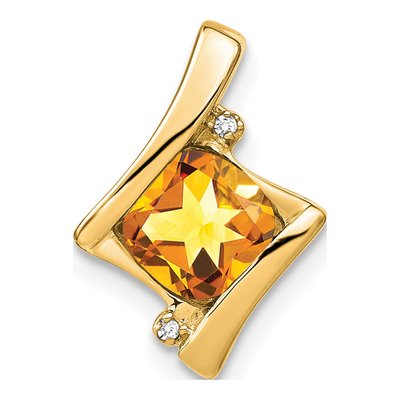 14K Yellow Gold Citrine & Diamond Slide Pendant